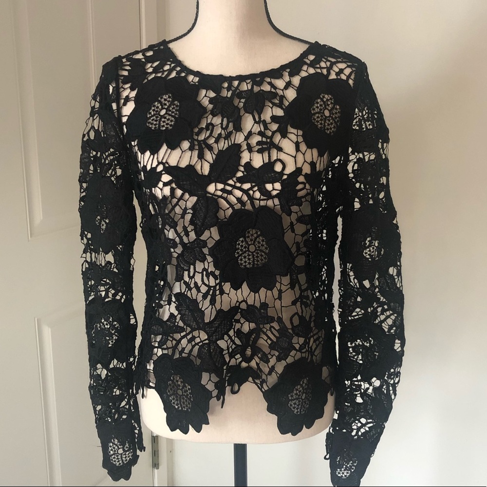 Black lace long sleeve top